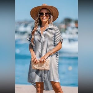 Striped Mini Shirt Dress